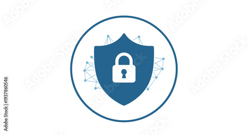 Padlock on blue shield icon security.
