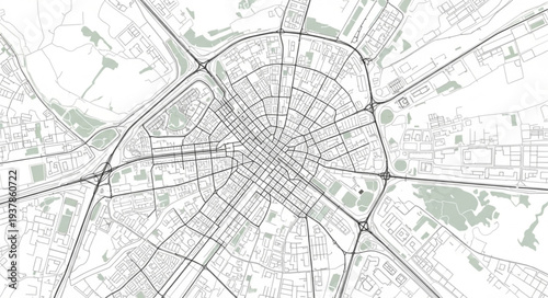 City Map with Roads and Streets.