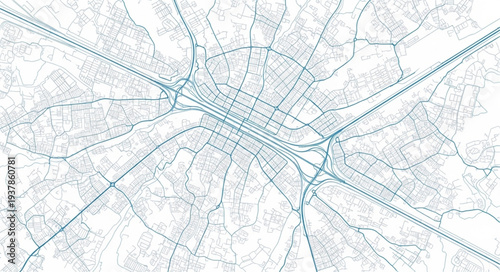 City Map with Roads and Streets.