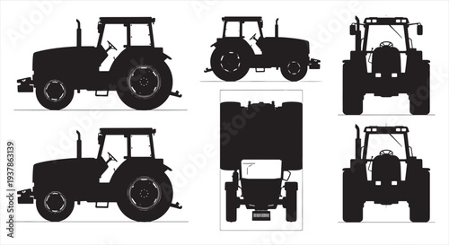 Tractor Blueprint – Agricultural Farming Vehicle CAD Technical Drawing