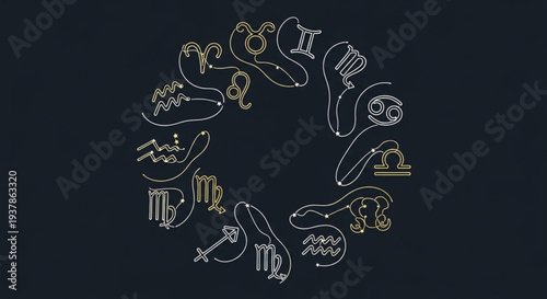 Zodiac Signs Circle Horoscope Astrology Symbols Celestial.