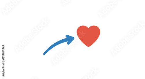 Red heart with blue arrow pointing.