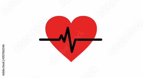 Red Heart with ECG Line Symbol.