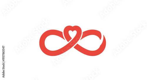 Red Heart Shaped Infinity Loop Symbol.