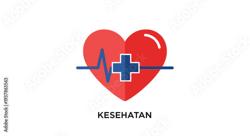 Red Heart with Medical Cross Symbol.