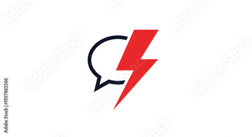 Red Lightning Bolt in Speech Bubble.