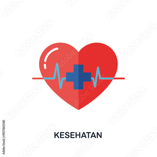Red Heart with Medical Cross Symbol.