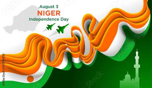 Niger Republic Day Banner with National Flag