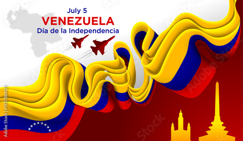 Venezuela National Day Banner with Flag