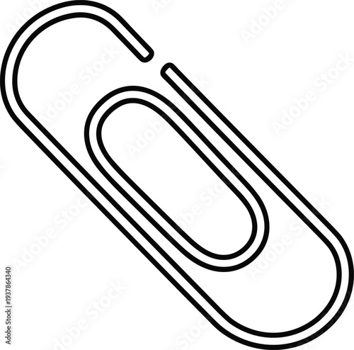 Paper clip icon line style, office stationery attachment tool symbol, document binder illustration, minimal outline design, business supply graphic
