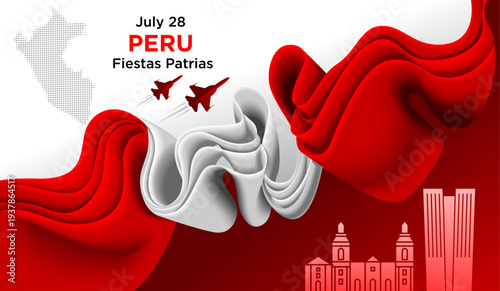 Peru Independence Day Banner with National Flag