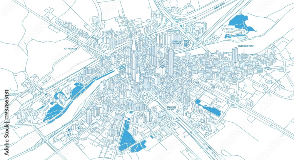 Obraz premium City Map with Water Features.