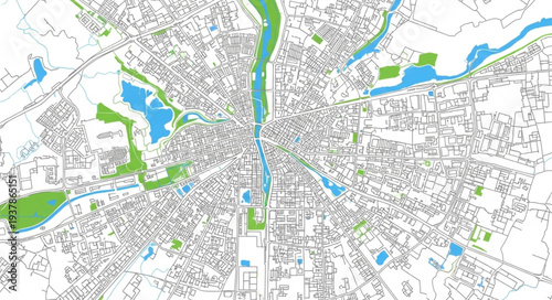 City Map with Water Features.