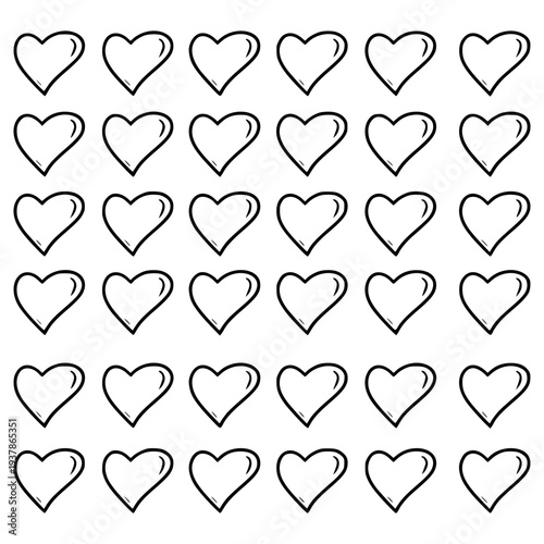 heart pattern illustration hand drawn outline vector