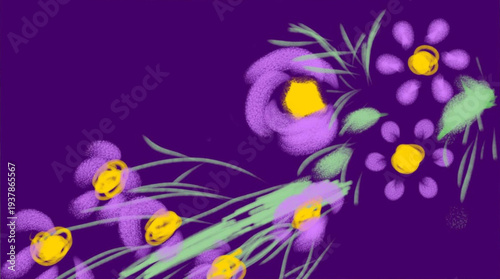 Artistic Purple Floral Watercolor Illustration