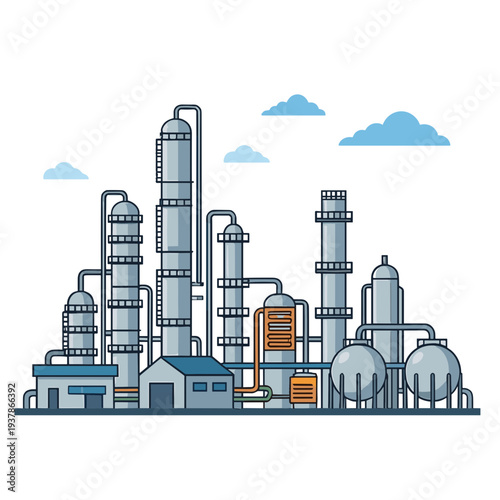 Illustration of Chemical Energy Processing Industrial Area