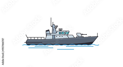 Coast Guard Patrol Boat Illustration.