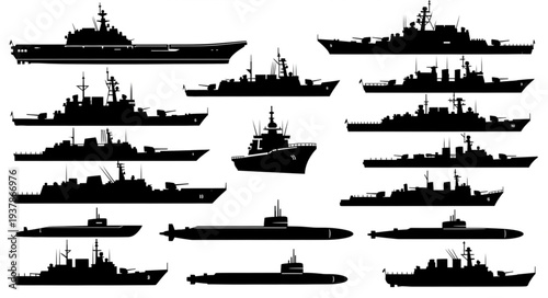 Collection of Naval Ships Silhouettes.