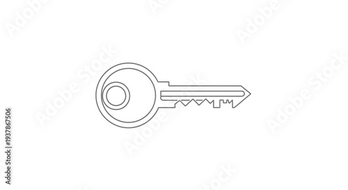 Simple Line Drawing of a Key.