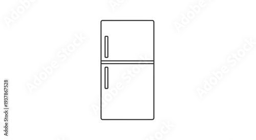 Simple Line Drawing of a Refrigerator.