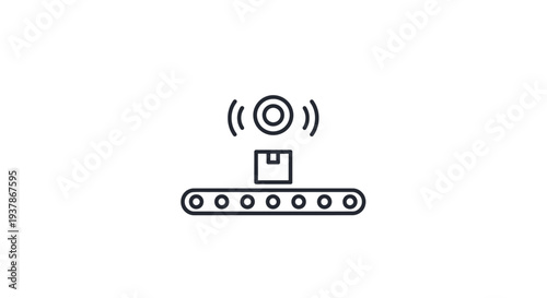 Simple Line Drawing of Conveyor Belt System.