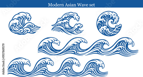 Traditional Modern wave pattern set chinese wave japanese wave korean asian traditional illustrations decorations element vector design for background and wallpaper 7