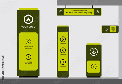 Exterior and interior signage template set corporate identity