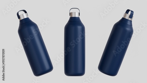 Wallpaper Mural 3D Dark Blue color bottle Mock up isolate on White Background, Clean and Clear object. Realistic mock up for product presentation  Torontodigital.ca