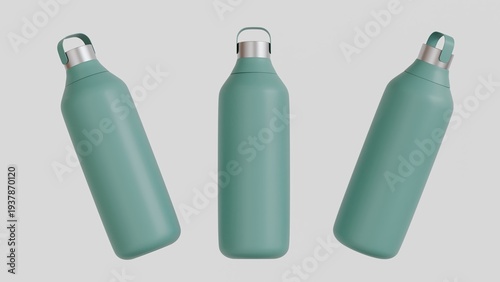Wallpaper Mural 3D green color bottle Mock up isolate on White Background, Clean and Clear object. Realistic mock up for product presentation  Torontodigital.ca