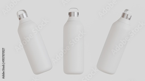Wallpaper Mural 3D White color bottle Mock up isolate on White Background, Clean and Clear object. Realistic mock up for product presentation  Torontodigital.ca