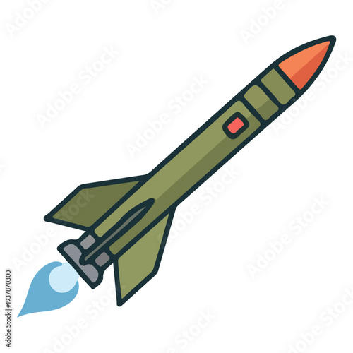 Cartoon Rocket Launching Up