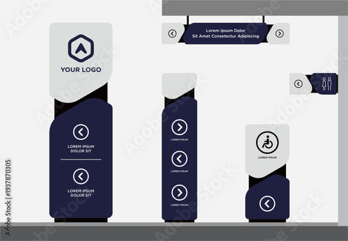Exterior and interior signage template set corporate identity