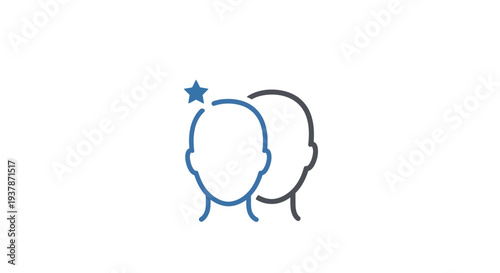 Two profile heads with star.
