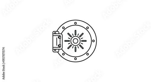 Vault door with combination lock.