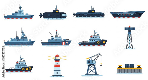 Collection of Various Maritime Vessels.
