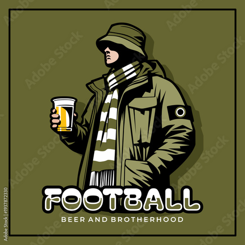 ultras casual hooligan football fans with beer vector design