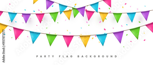 Colorful Party Flag Garland With Confetti