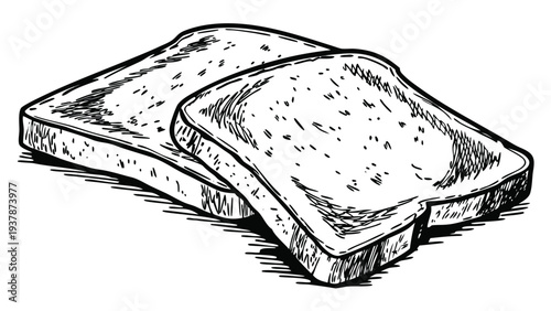 Vector illustration of Classic Two Slices of Toasted Bread, Ideal for Breakfast, Sandwiches, or Bakery Concepts