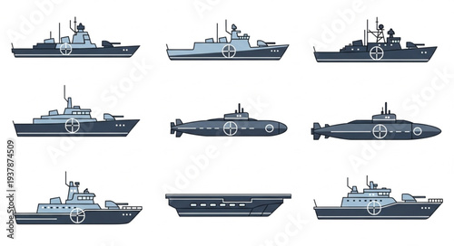 Collection of Various Navy Submarines.