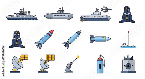 Collection of Various Naval and Space Icons.