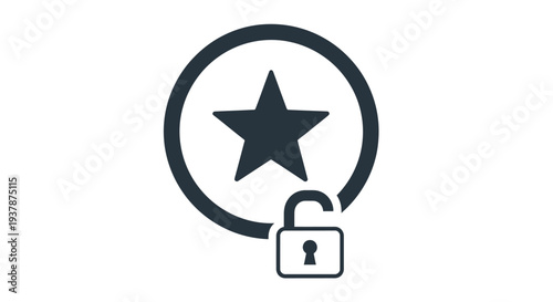 Star Icon with Open Lock Symbol Inside Circle.