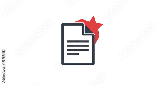 Starred Document Icon with Lines.