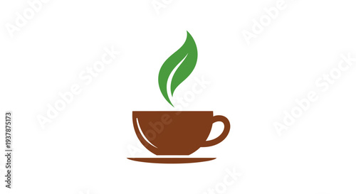 Steaming hot brown tea cup.