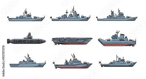 Collection of Various Naval Vessels.