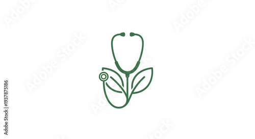 Stethoscope on leafy green plant stem.