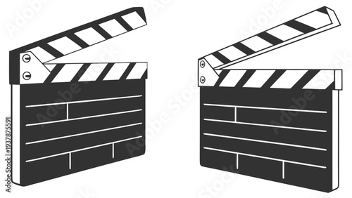 Vector illustration of Movie Clapboard Icon Set - Film Production and Cinema Symbol