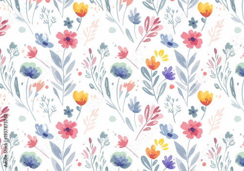Artistic floral print with balanced colors and organic shapes