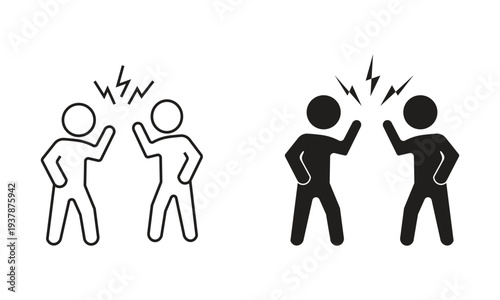 Stick figures arguing with anger and conflict