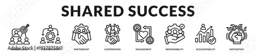 Shared success banner highlighting unified ambition and coordinated achievement momentum in Lineal Icon Style