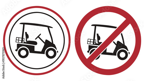 Vector illustration of Golf Cart Allowed and Forbidden Signs
